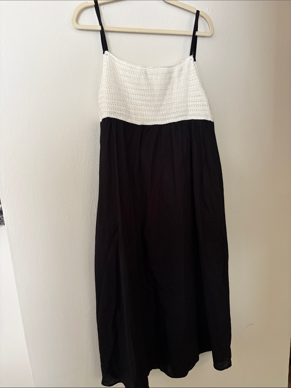 TCEC Black & White Crochet Bodice Maxi Dress